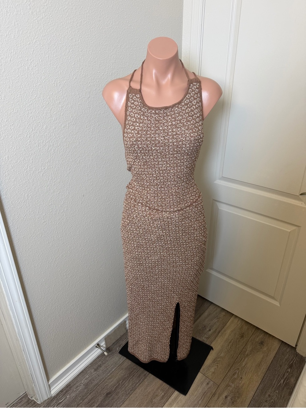 Free People Brown Knit Halter Midi Dress